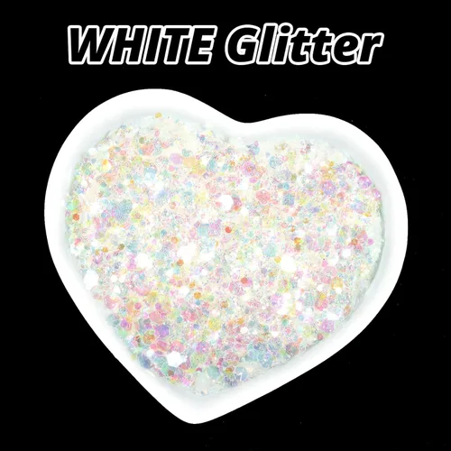 Miniatura 2 de HTVRONT - Purpurina gruesa holográfica blanca - 100g/3.53oz de purpurina gruesa para manualidades, purpurina de nieve para uñas, cuerpo, maquillaje