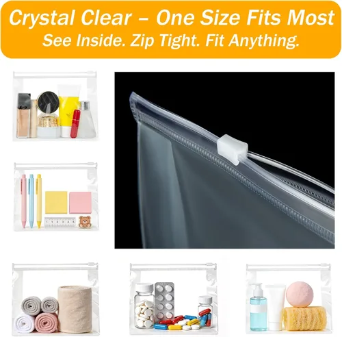Miniatura 3 de Arroyner Mini bolsa de maquillaje transparente, 15 piezas, pequeñas bolsas de cosméticos de plástico transparente con cremallera, bolsa