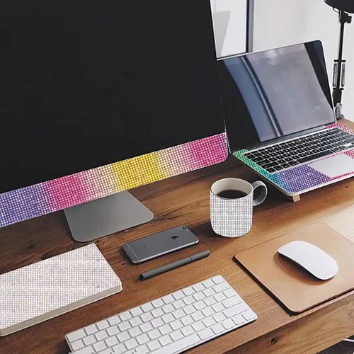 Miniatura 4 de 4 rollos de cinta de cristal de diamantes de imitación autoadhesiva, calcomanía de decoración brillante con diamantes de imitación de 0.079 pulgadas