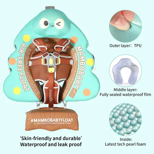 Miniatura 2 de Mambobaby Flotador con Toldo y Cola Nuevo Mejorado Flotador de Piscina No Inflable para Bebé Flotador de Natación Mambo Entrenador de Natación