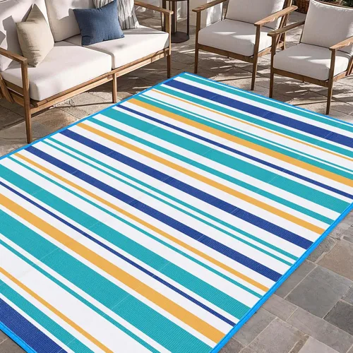Miniatura 10 de Alfombra de plástico para patio al aire libre impermeable – Alfombras para exteriores para cámper, caravana, porche, cubierta, alfombra de área