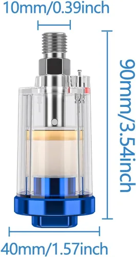 Miniatura 6 de 3 piezas de separador de aceite de agua, mini filtro de aire en línea, filtro de aerógrafo de entrada y salida NPT de 1/4 pulgadas, separador