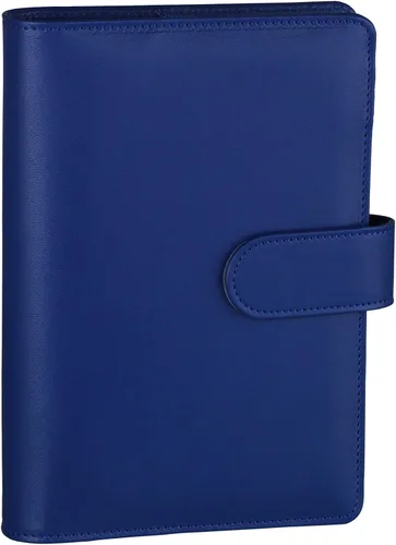 Miniatura 17 de Antner - Archivador de piel sintética con 6 anillos, para papel de tamaño A6, agenda personal con hojas sueltas y cubierta con cierre magnético, azul