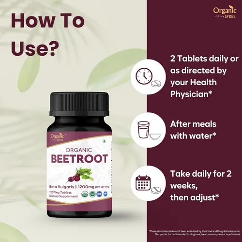 Miniatura 4 de ORGANIC SPREE Remolacha 120 tabletas - Suplemento de remolacha orgánica USDA (Beta vulgaris), apoya la energía, la resistencia y el bienestar diario*