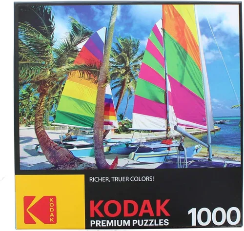 RoseArt - Kodak Premium - Boats in Port Kouloura, Corfú, Grecia - Rompecabezas de 1000 piezas para adultos