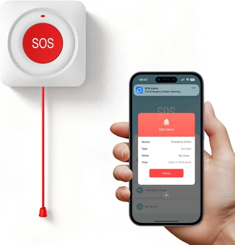 Sistema de alarma para el hogar para personas mayores, botón de llamada WiFi para personas mayores con notificación de aplicación Tuya sin tarifa