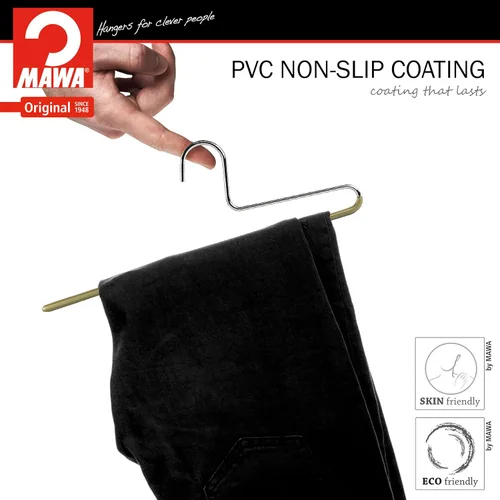 Miniatura 3 de Mawa by Reston Lloyd Percha Antideslizante que Ahorra Espacio con Barra Individual para Pantalones, Estilo KH/1, Juego de 10, Dorado Juego de 10