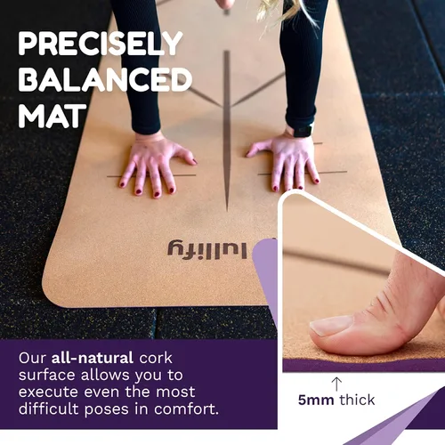 Miniatura 7 de Lullify Esterilla de yoga de corcho premium Antideslizante y construida para durar a través de clases de yoga caliente o ejercicio Biodegradable