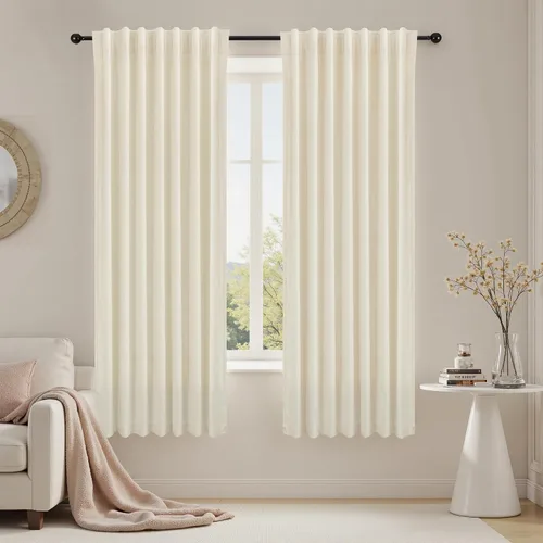 Miniatura 20 de Cortinas de terciopelo con trabilla trasera de 52 x 63 pulgadas de color naranja quemado de KOUFALL