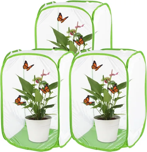 Miniatura 8 de Jaula de hábitat de gran tamaño, jaula de malla de insectos voladores de mariposa libélula, planta de observación al aire libre y terrario