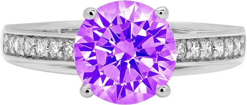 2,15 quilates brillante corte redondo catedral solitario púrpura amatista piedra ideal VVS1 compromiso declaración aniversario boda nupcial con