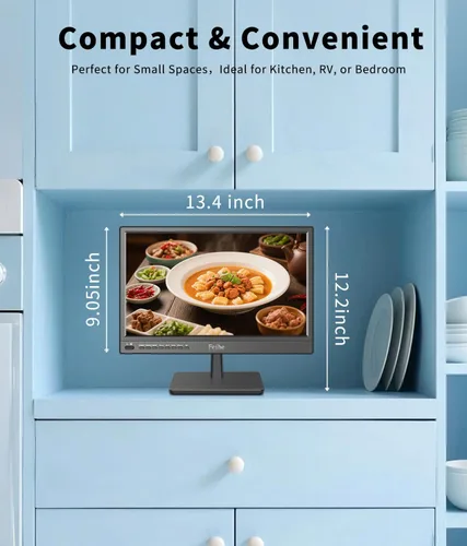 Miniatura 2 de Feihe Pequeño Smart TV de 17 pulgadas, sistema operativo Android integrado, pantalla plana HD compacta Smart Televisión para cocina, hogar, caravana