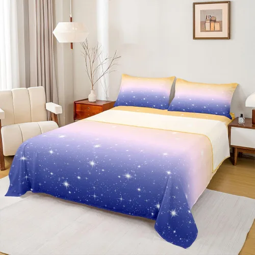 Miniatura 25 de Juego de sábana bajera ajustable de teñido anudado para niñas, juego de ropa de cama con diseño de arco iris degradado de arcoíris, lindo juego