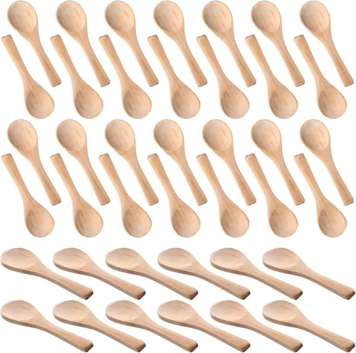 Miniatura 17 de Boao 50 Pzas Cucharas Pequeñas de Madera, 3.5'' L, Mini Cucharas Pequeñas de Madera Natural Cucharaditas Pequeñas para Frascos Azúcar Cremera Miel