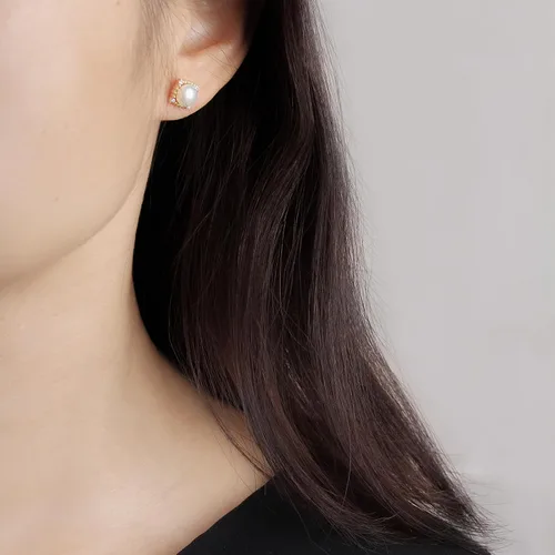 Miniatura 13 de Aretes de perlas para mujer, perlas redondas blancas, aretes de oro envueltos de alambre, joyería hecha a mano para mamá, amante y ella