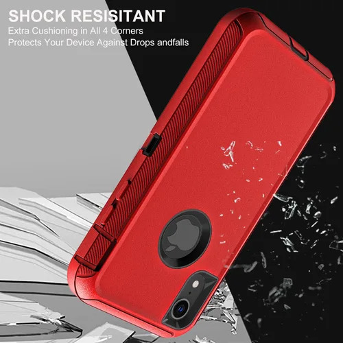 Miniatura 5 de YKHJKLEC para iPhone XR, funda de grado militar 3 en 1 resistente a prueba de golpes/caídas/polvo con 2 piezas de protector de pantalla de vidrio