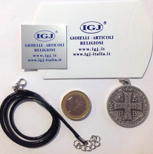 Miniatura 6 de I G J Medalla de San Benito Tamaño BIg 1.260in Hecho en alto relieve, Latón