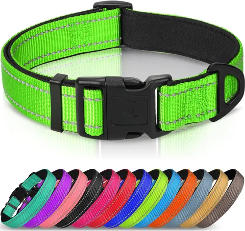 Miniatura 18 de Joytale - Collar reflectante para perro, collar de nailon transpirable con acolchado de neopreno suave para mascotas, ajustable para perros Verde