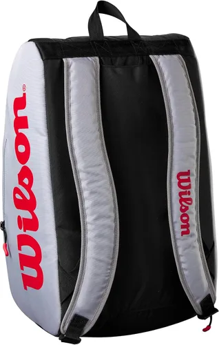 Miniatura 3 de WILSON Super Tour - Bolsa de pickleball con capacidad para hasta 3 paletas, gris/rojo/negro