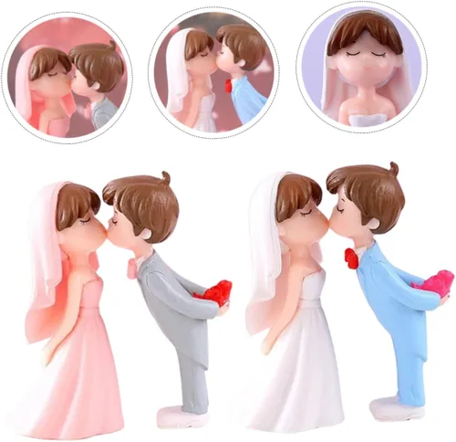 Miniatura 4 de ARTIBETTER 10 pares de adornos de boda para parejas, adornos para parejas y para la señora para tartas de boda, decoración de estatua de pareja