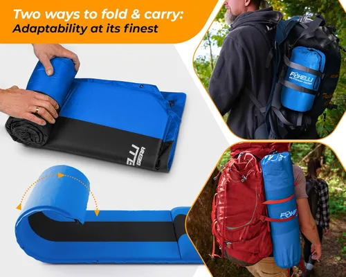 Miniatura 7 de Foxelli Almohadilla de dormir autoinflable para campamento, mochileros, senderismo, espuma aislada, ligera, colchón inflable de campamento
