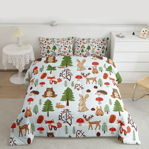 Miniatura 9 de Juego de edredón con lámpara de Navidad, tamaño individual, juego de ropa de cama de cuerda de festival de dibujos animados dibujados a mano