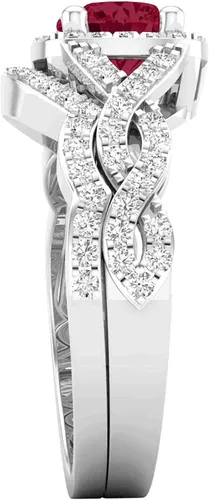 Miniatura 17 de Dazzlingrock Collection Juego de anillos de boda redondos de 0.228 in creados en laboratorio y diamantes blancos naturales para mujer