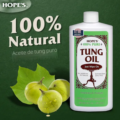 Miniatura 2 de HOPE'S Aceite Tung 100% puro, seguro para alimentos, acabado de madera natural impermeable de alta calidad y sellador para proyectos de interiores