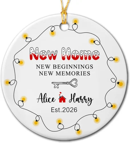 Miniatura 19 de Adorno de primera Navidad en nuestro nuevo hogar, adorno personalizado para el primer hogar de Navidad 2026, regalo de recuerdo de casa para parejas