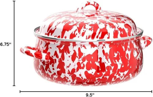 Miniatura 4 de Golden Rabbit Horno holandés esmaltado, 4 cuartos de galón, remolino rojo Rojo espiral
