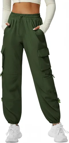Miniatura 2 de Pantalones cargo de secado rápido, ligeros, tácticos, con 6 bolsillos, para mujer, cintura elástica y resistente al agua