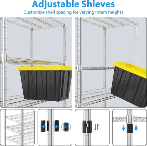 Miniatura 7 de Homdox Estantes de Almacenamiento de 5 Niveles y Estantería, 61cmx152cmx208cm Estantes de Metal Resistente para Almacenamiento, Unidad de Estantería