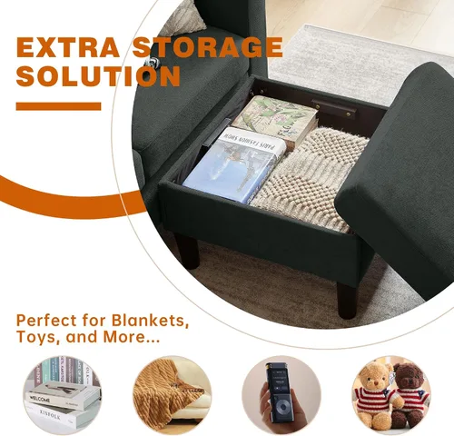 Miniatura 3 de Sofá Seccional Sofás para Sala de Estar, Sofás Seccionales Modulares de 3 Asientos en Forma de L con Almacenamiento y Chaise Reversible, Tela