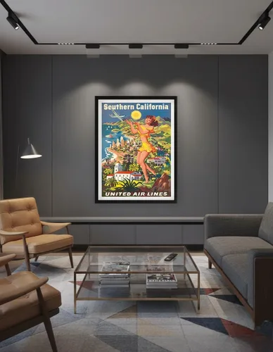 Miniatura 7 de Southern California - United Air Lines - Vintage Airline Travel Poster by Joseph Fehér c.1950 - Master Art Print (Unframed) 6in x 9in