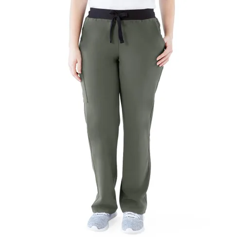Miniatura 84 de ave. Varick - Pantalón médico de tiro medio para mujer, pierna recta, seis bolsillos, color azul caribeño, talla S