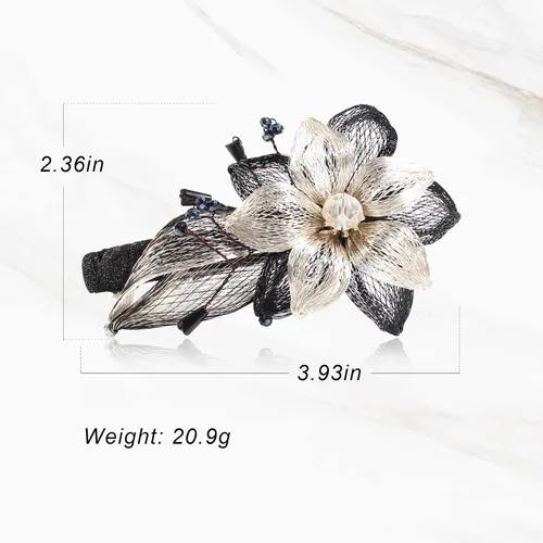 Miniatura 6 de Mistofu 3.93inch DIY alambre de cobre de metal tejido a mano diseño de alto nivel pasadores elegantes accesorios para el cabello, regalos para Negro