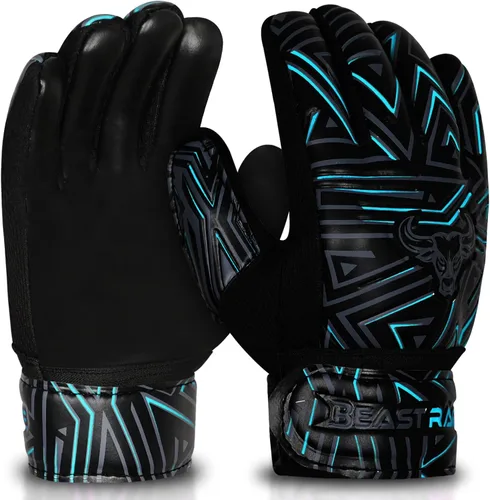 BEAST RAGE Guantes de portero juvenil para niños, niños, niñas, guantes de portero de fútbol antideslizantes palma de látex de 4MM, agarre extra,