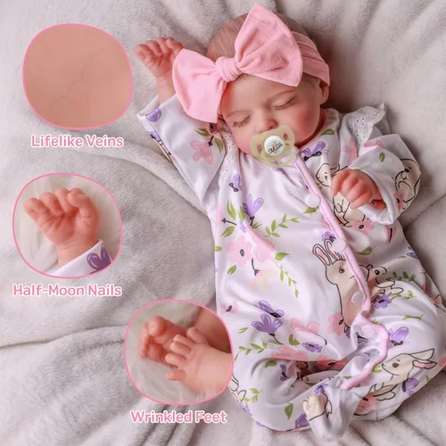 Miniatura 5 de BABESIDE Muñecas de bebé recién nacidas realistas de 20 pulgadas con cuerpo posable, muñecas de bebé de la vida real con accesorios para regalos