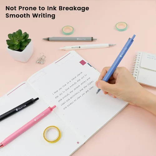 Miniatura 2 de Bolígrafos de gel con escalas de regla en el cañón, 5 piezas de 0.5mm, bolígrafos retráctiles de punta fina para escritura y dibujo precisos, tinta