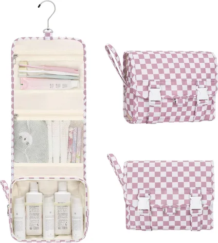 Miniatura 20 de Pequeña bolsa de aseo colgante para hombres y mujeres, organizador colgante portátil para kit de ducha de tamaño de viaje, accesorios de maquillaje