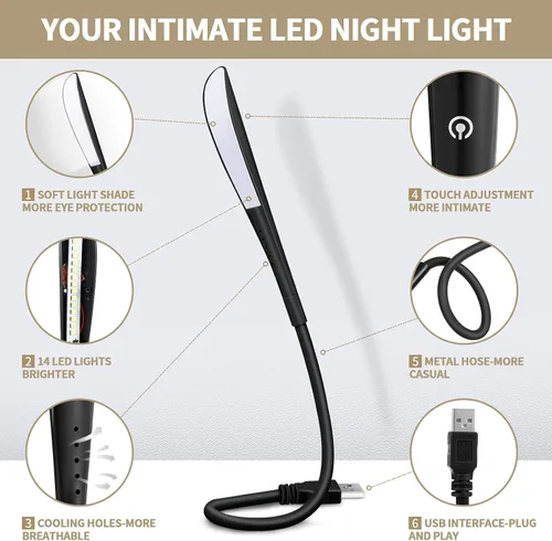 Miniatura 4 de Zonon 4 luces LED de temperatura USB para portátil con cuentas LED, interruptor táctil y flexible flexible para teclado, portátil, escritorio, PC