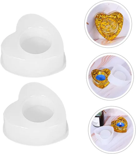 Miniatura 8 de TEHAUX 6 moldes para velas de resina, moldes de fabricación de jabón, moldes de resina para portavelas de resina, portavelas de resina, moldes