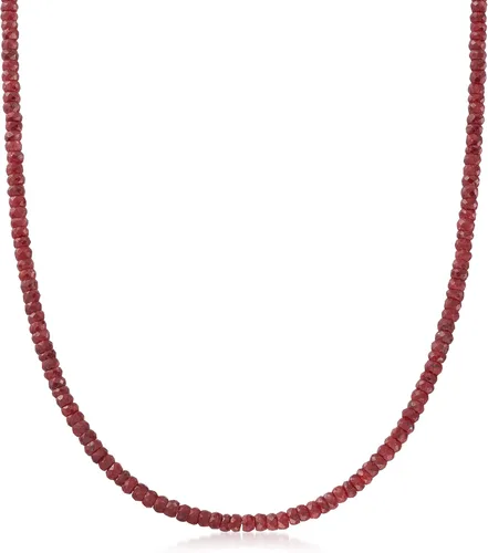 Ross-Simons Collar de cuentas de rubí de 100 quilates con cierre magnético de oro amarillo de 14 quilates, Gema, Rubí