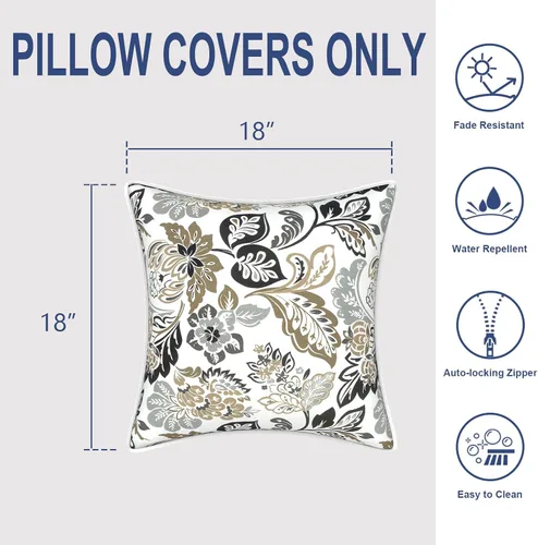 Miniatura 467 de Juego de 2 almohadas para exteriores de 16 x 16 pulgadas, repelentes al agua con interiores, para muebles de patio, hogar, jardín, geometría bohemia