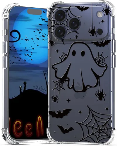 Miniatura 26 de Funda de Halloween para Google Pixel 6A transparente con diseños de murciélagos fantasmas, funda para teléfono para niñas, elegante, delgada, a