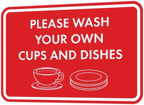 Miniatura 11 de Letrero clásico enmarcado con texto en inglés «Please Wash Your Own Cups and Dishes» (oro cepillado), pequeño