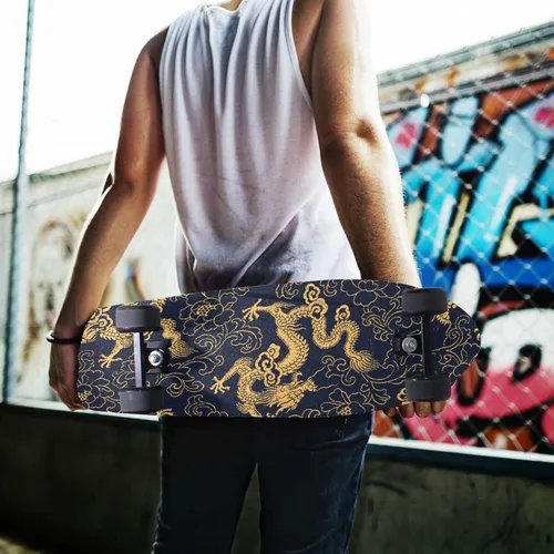 Miniatura 6 de Kigai Chinese Tattoo Gold Dragon - Cinta de agarre para patineta, papel de lija para patineta, 9 "x 33