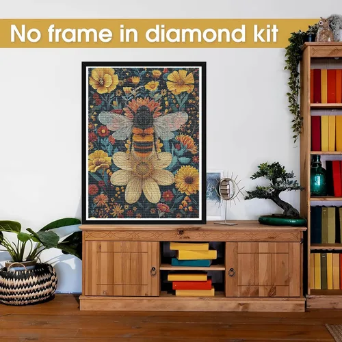 Miniatura 2 de Bimkole Kits de arte de diamantes 5D para adultos, abejas, taladro completo, juego de bordado de diamantes de imitación, pintura con diamantes, arte