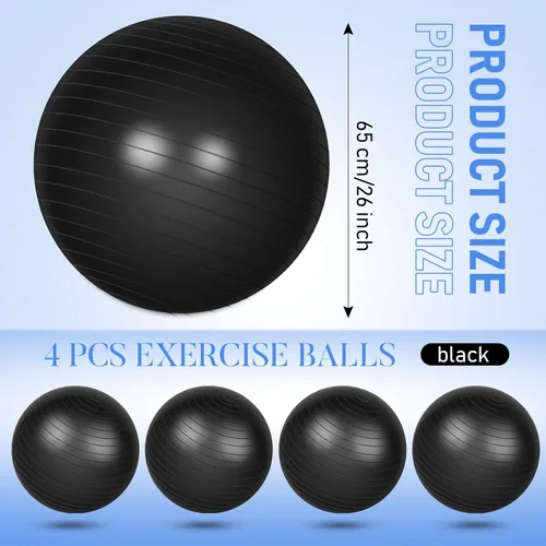 Miniatura 2 de Leyndo 4 pelotas de ejercicio de yoga de 26 pulgadas, para pilates, embarazo, parto, fitness, con bomba rápida, antiestallido, para mejorar