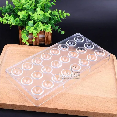 Miniatura 6 de 24 cavidades 0.9 in de diámetro forma de media bola policarbonato PC chocolate molde estrellado heven dulces haciendo moldes DIY suministros